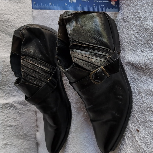 Glacee, Black Leather, Ankle Boots, with Buckle Embellishment. - Picture 5 of 10